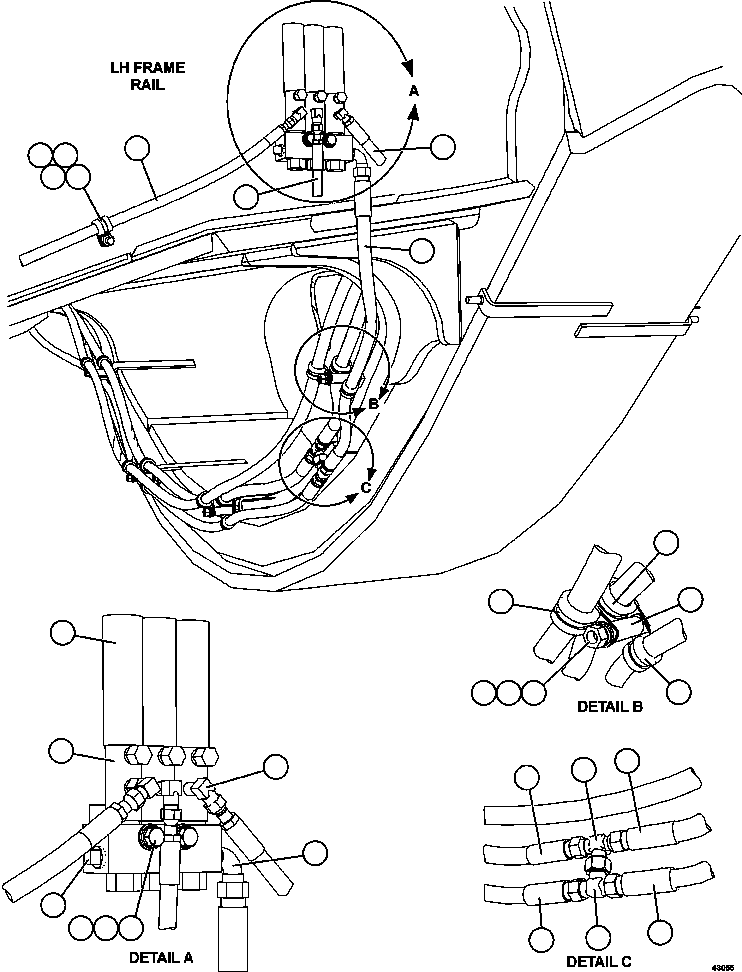 Dump Trucks Komatsu / AFE57-FV 830E-1AC S/N A30732 - A30734, A30758 & A30762 - A30763 CLERMONT(AFE57-FV) / AUTOMATIC LUBRICATION - LH FRAME RAIL PIPING(578 : 43130)