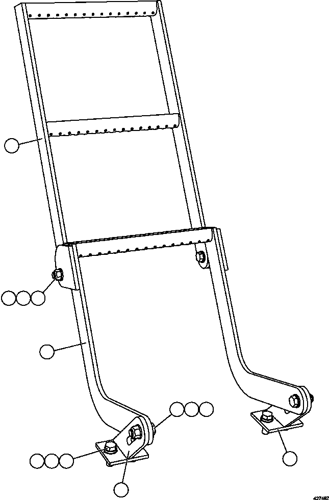 Komatsu parts book diagram for AFE57-FV 830E-1AC S/N A30732 - A30734, A30758 & A30762 - A30763 CLERMONT: REAR AXLE SERVICE CENTER LADDER