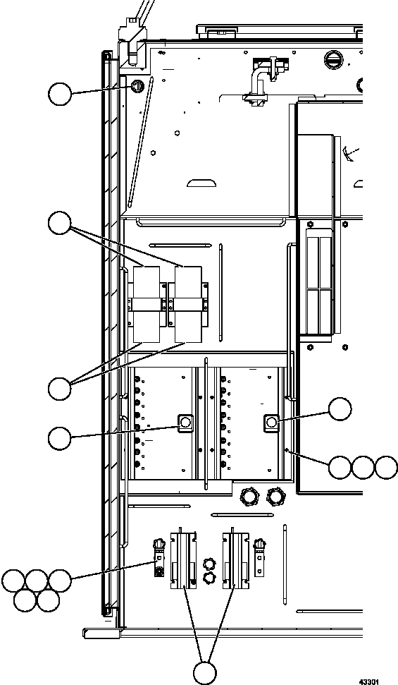 Komatsu parts book diagram for AFE57-FV 830E-1AC S/N A30732 - A30734, A30758 & A30762 - A30763 CLERMONT: CTRL CABINET - RIGHT COMPARTMENT 2/2  58E-43-00020