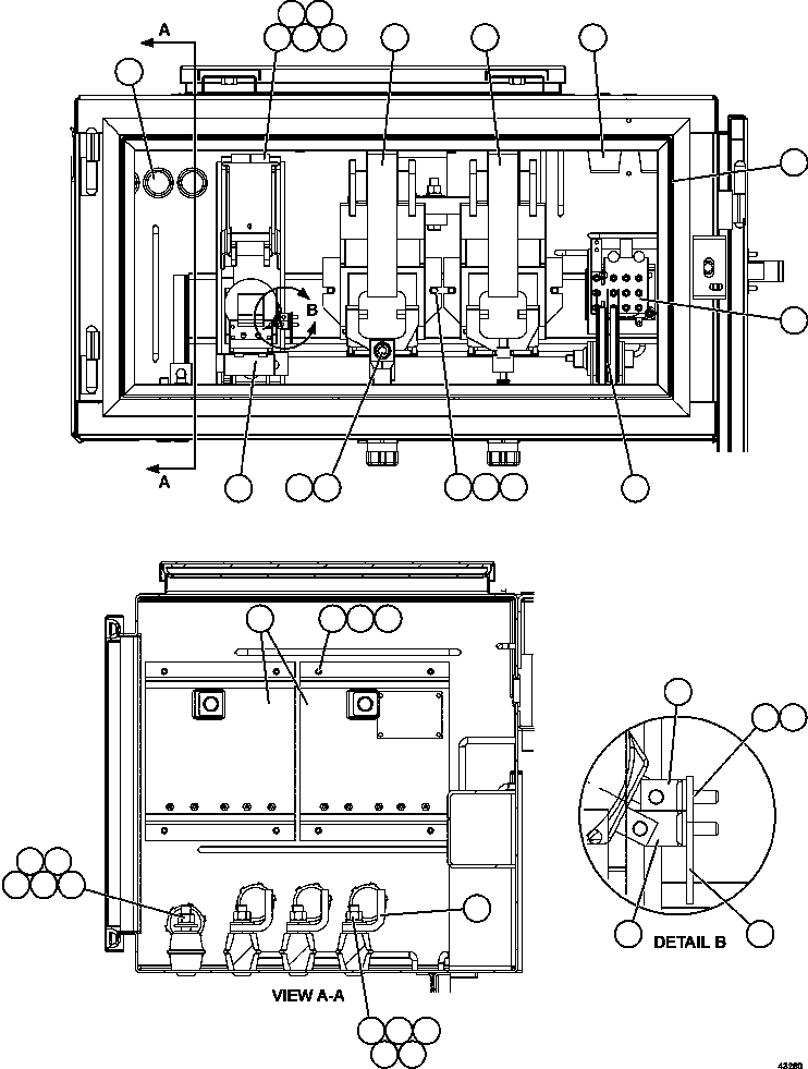 Komatsu parts book diagram for AFE57-FV 830E-1AC S/N A30732 - A30734, A30758 & A30762 - A30763 CLERMONT: CONTROL CABINET - CONTACTOR BOX   58E-48-00020