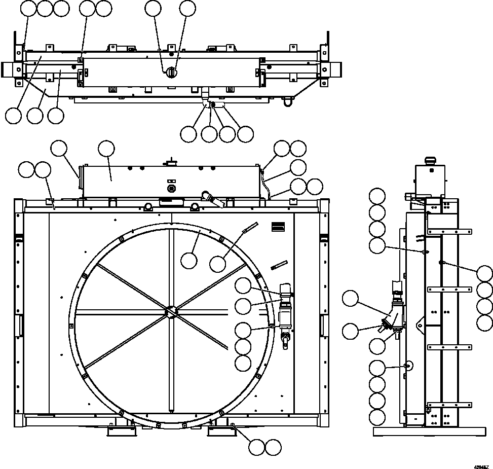 Komatsu parts book diagram for AFE57-FW 830E-1AC S/N A30761  WABUSH: RADIATOR ASSEMBLY    PC2800