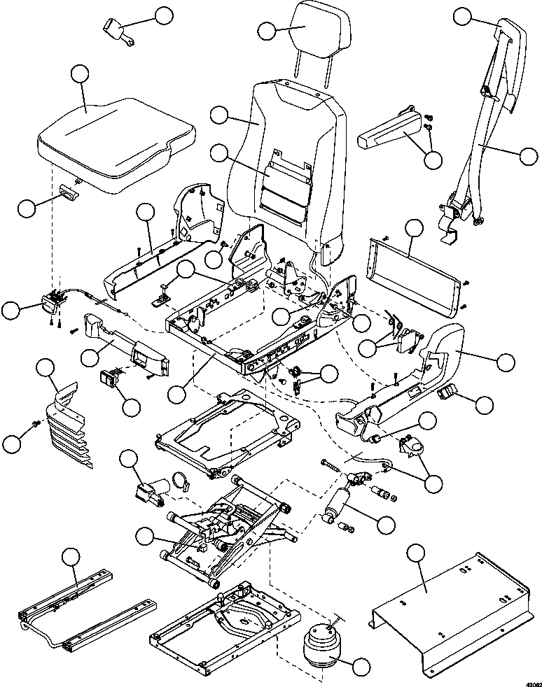 Komatsu parts book diagram for AFE57-FW 830E-1AC S/N A30761  WABUSH: OPERATOR SEAT    PC3494