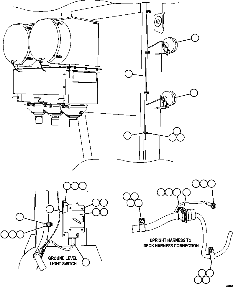 Dump Trucks Komatsu / AFE57-FW 830E-1AC S/N A30761  WABUSH(AFE57-FW) / RH UPRIGHT SERVICE LIGHTS(314 : 43190)