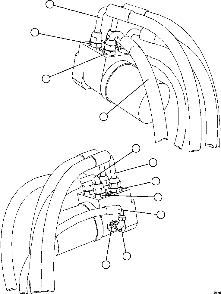 Komatsu parts book diagram for AFE57-FW 830E-1AC S/N A30761  WABUSH: STEERING CONTROL UNIT PIPING