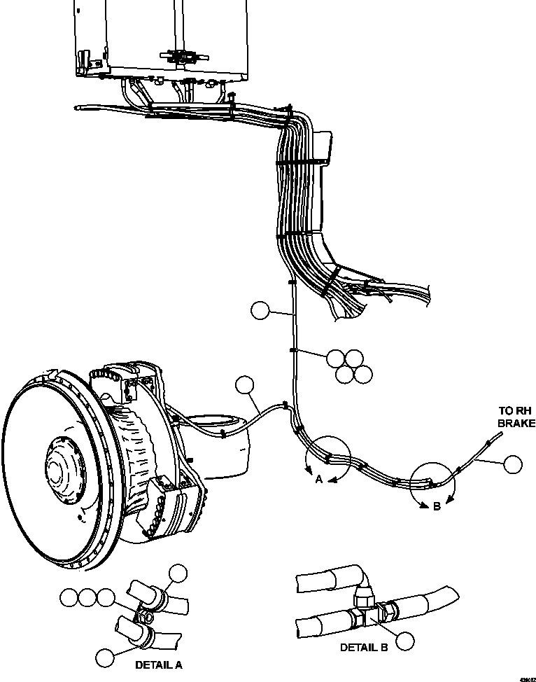 Komatsu parts book diagram for AFE57-FW 830E-1AC S/N A30761  WABUSH: BRAKE PIPING   4/4