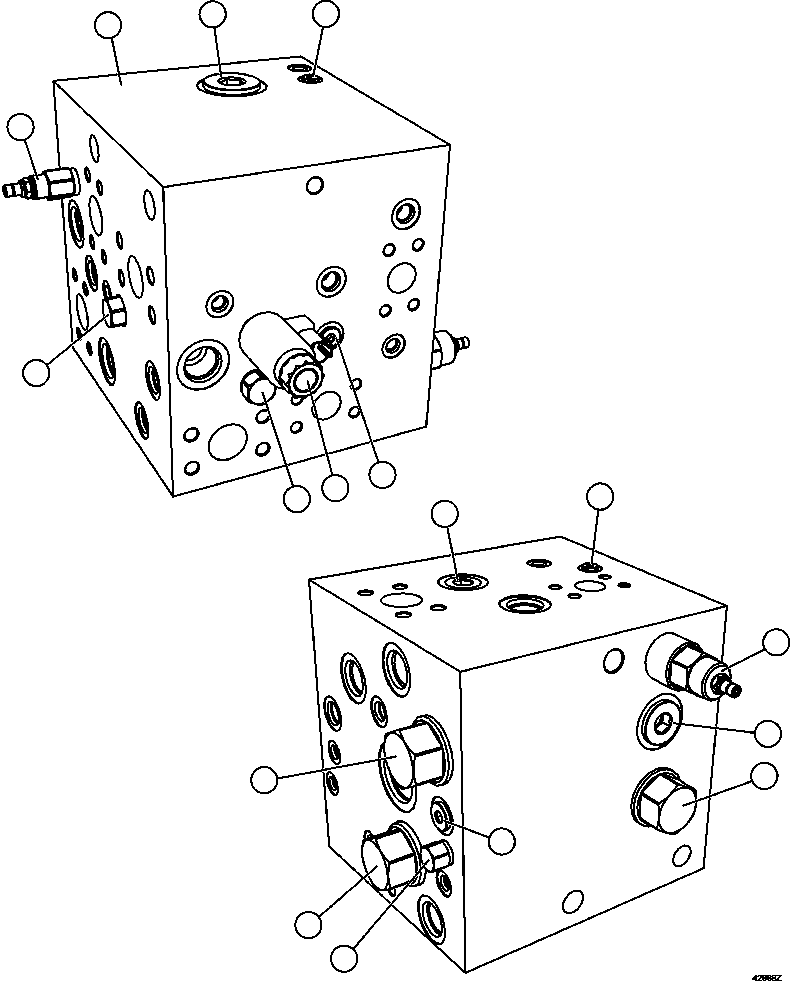 Komatsu parts book diagram for AFE57-FW 830E-1AC S/N A30761  WABUSH: BLEEDDOWN MANIFOLD   PC2677