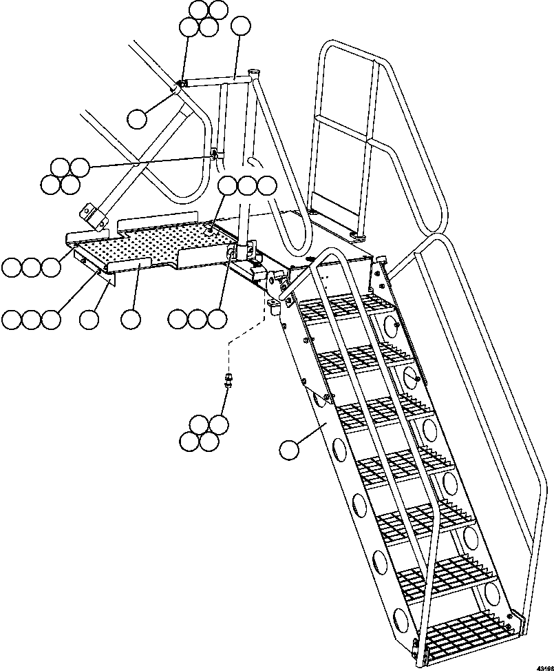 Komatsu parts book diagram for AFE57-FW 830E-1AC S/N A30761  WABUSH: RETRACTABLE LADDER   1/4