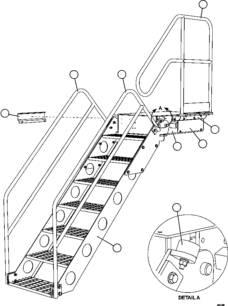 Komatsu parts book diagram for AFE57-FW 830E-1AC S/N A30761  WABUSH: LADDER ASSEMBLY  1/2    XA5018