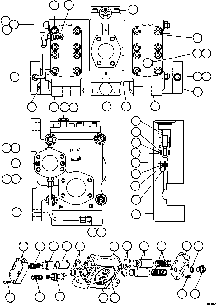 Dump Trucks Komatsu / AFE57-GA 830E-1AC S/N A30773 - A30775 & A30786 - A30787  BLOOM LAKE(AFE57-GA) / HOIST CONTROL VALVE ASSEMBLY          PB6921(470 : 40003)