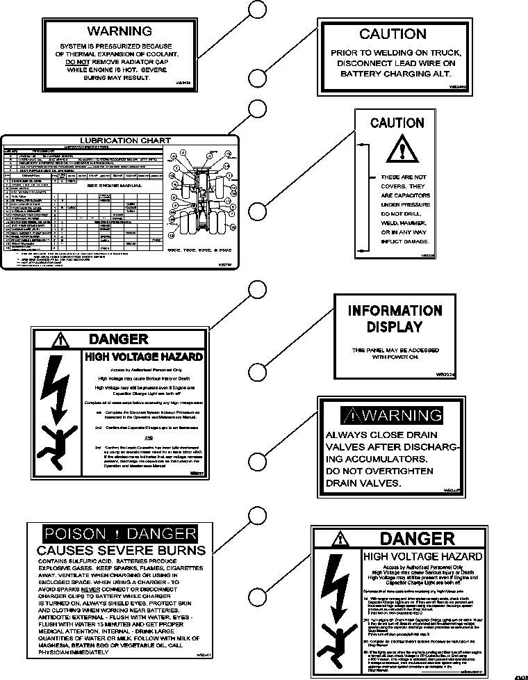 Komatsu parts book diagram for AFE57-GH 830E-1AC S/N A30822 - A30823 & A30831 - A30833 KONKOLA COPPER: DECALS & WARNINGS   2/5