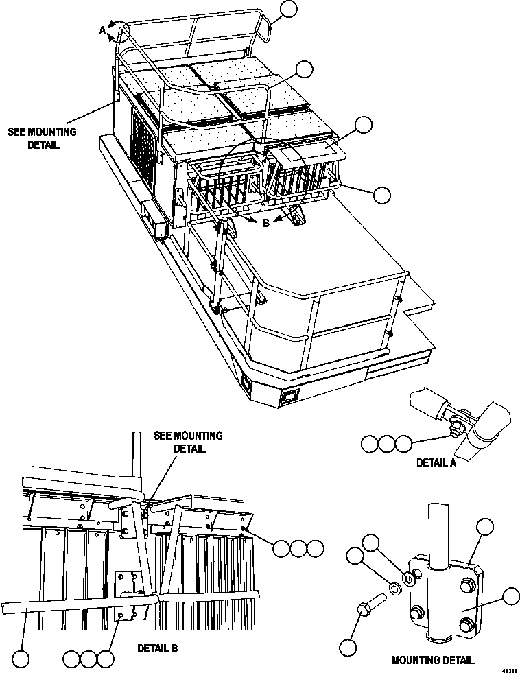 Komatsu parts book diagram for AFE57-GH 830E-1AC S/N A30822 - A30823 & A30831 - A30833 KONKOLA COPPER: RETARDING GRID HANDRAILS