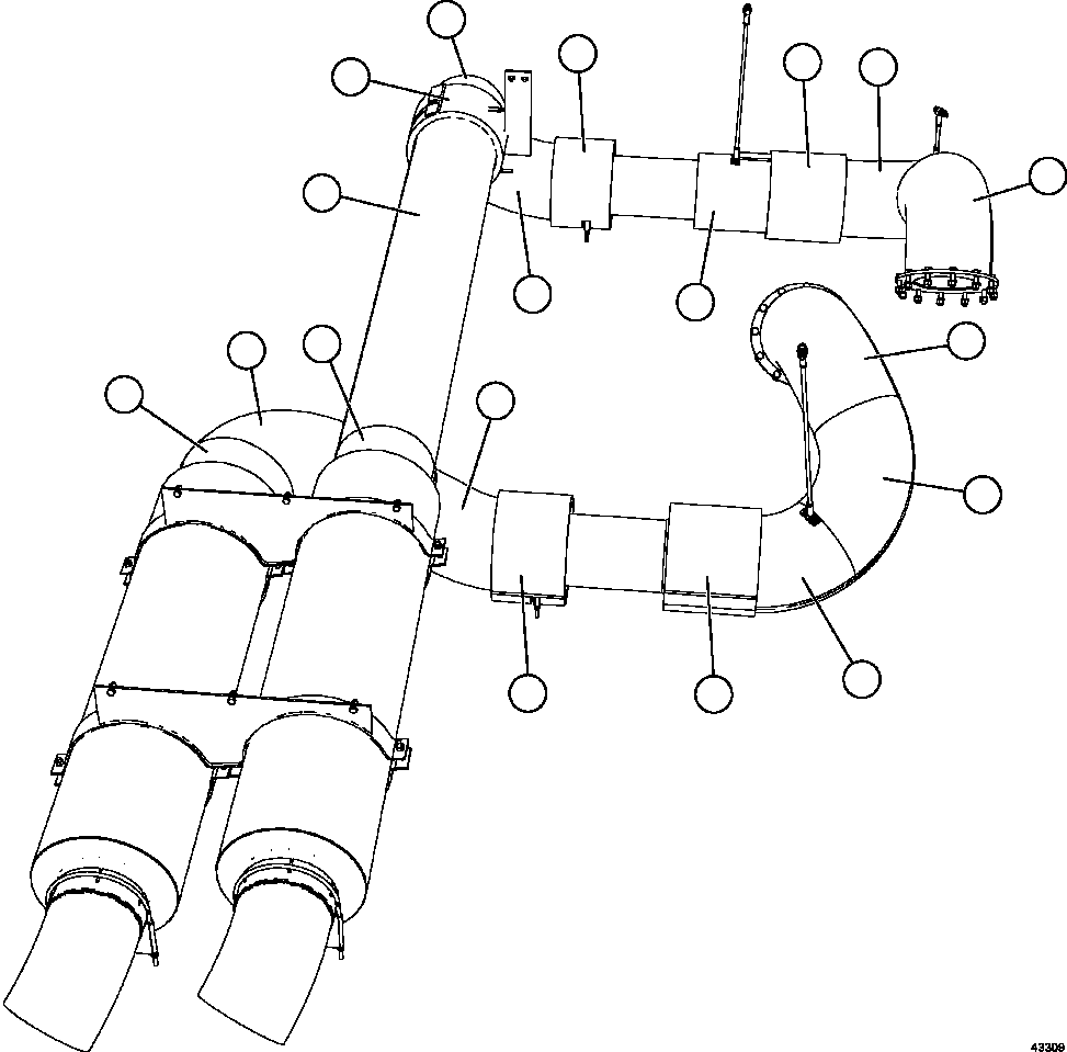 Komatsu parts book diagram for AFE57-GH 830E-1AC S/N A30822 - A30823 & A30831 - A30833 KONKOLA COPPER: EXHAUST BLANKETS