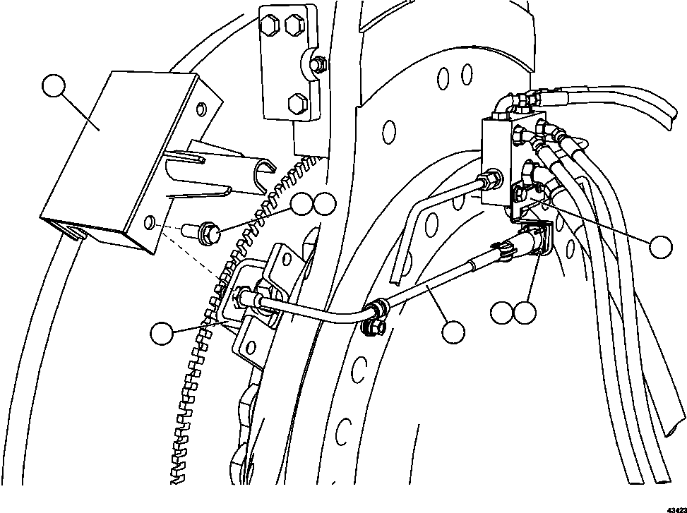 Komatsu parts book diagram for AFE57-GH 830E-1AC S/N A30822 - A30823 & A30831 - A30833 KONKOLA COPPER: FRONT WHEEL SPEED SENSOR INSTALLATION