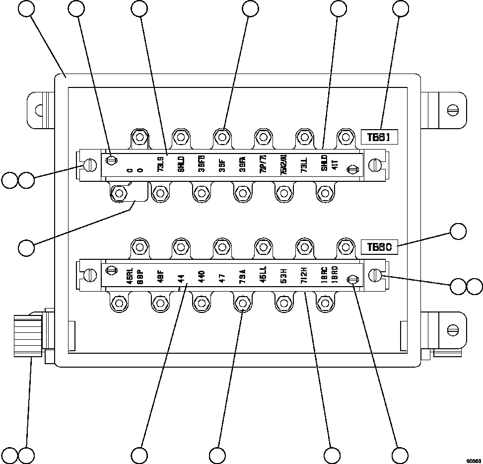 Komatsu parts book diagram for AFE57-GH 830E-1AC S/N A30822 - A30823 & A30831 - A30833 KONKOLA COPPER: JUNCTION BOX ASSEMBLY - REAR      EM6434