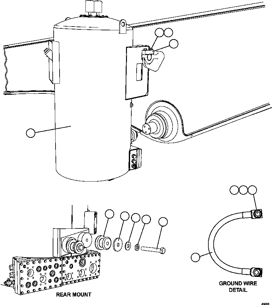 Komatsu parts book diagram for AFE57-GH 830E-1AC S/N A30822 - A30823 & A30831 - A30833 KONKOLA COPPER: HYDRAULIC TANK INSTALLATION