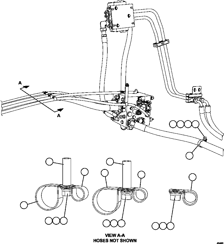 Komatsu parts book diagram for AFE57-GH 830E-1AC S/N A30822 - A30823 & A30831 - A30833 KONKOLA COPPER: BLEEDDOWN MANIFOLD PIPING  1/4