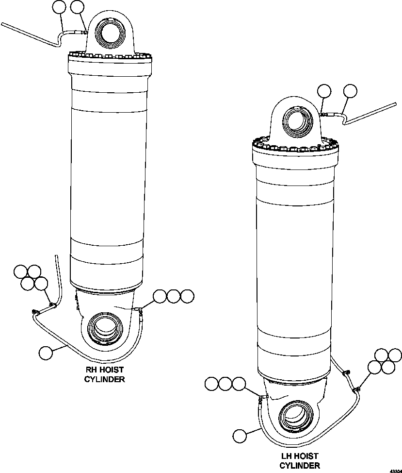 Komatsu parts book diagram for AFE57-GH 830E-1AC S/N A30822 - A30823 & A30831 - A30833 KONKOLA COPPER: AUTOMATIC LUBRICATION - HOIST CYLINDERS