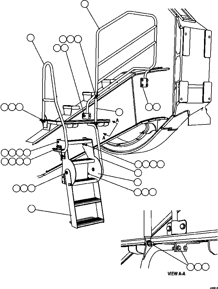 Komatsu parts book diagram for AFE57-GK 830E-1AC S/N A30840 - A30841  HIBBING TACONITE: ENGINE ACCESS LADDERS