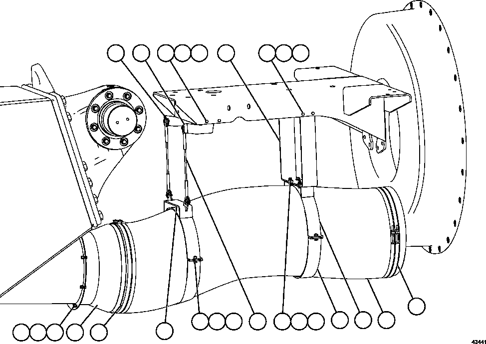 Komatsu parts book diagram for AFE57-GK 830E-1AC S/N A30840 - A30841  HIBBING TACONITE: DRIVE AXLE BLOWER HOSE