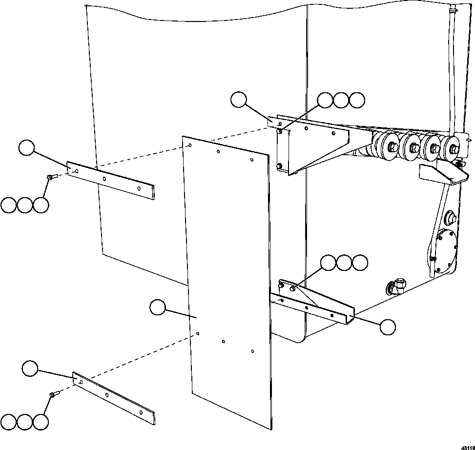 Komatsu parts book diagram for AFE57-GK 830E-1AC S/N A30840 - A30841  HIBBING TACONITE: FUEL TANK MUD FLAP