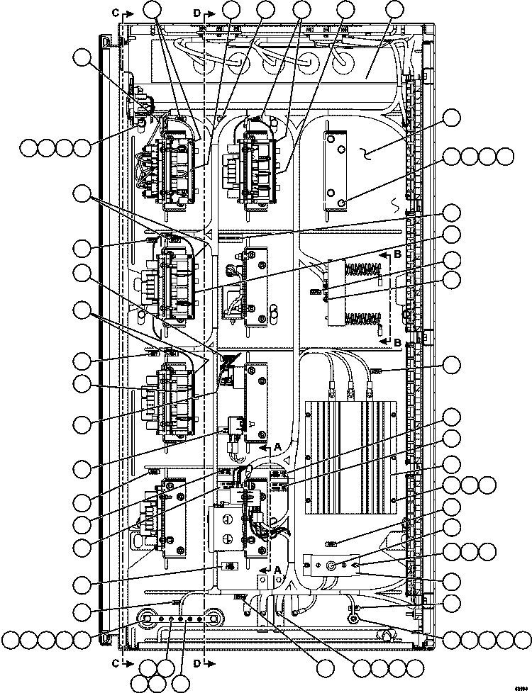 Komatsu parts book diagram for AFE57-GK 830E-1AC S/N A30840 - A30841  HIBBING TACONITE: AUXILIARY CONTROL CABINET COMPONENTS - LH WALL 1/2