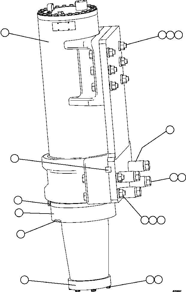 Komatsu parts book diagram for AFE57-GU 830E-1AC S/N A40884 - A40887 & A40895 - A40899  MANTOS BLANCOS: FRONT SUSPENSION INSTALLATION