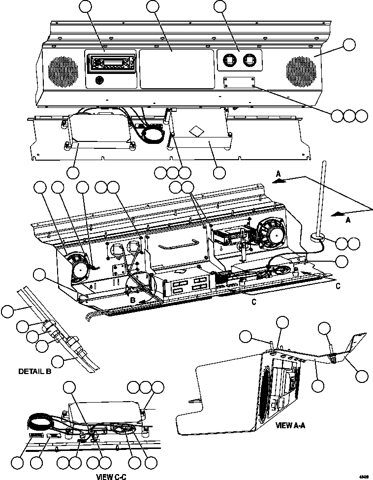 Komatsu parts book diagram for AFE57-GU 830E-1AC S/N A40884 - A40887 & A40895 - A40899  MANTOS BLANCOS: OVERHEAD DASH MODULE