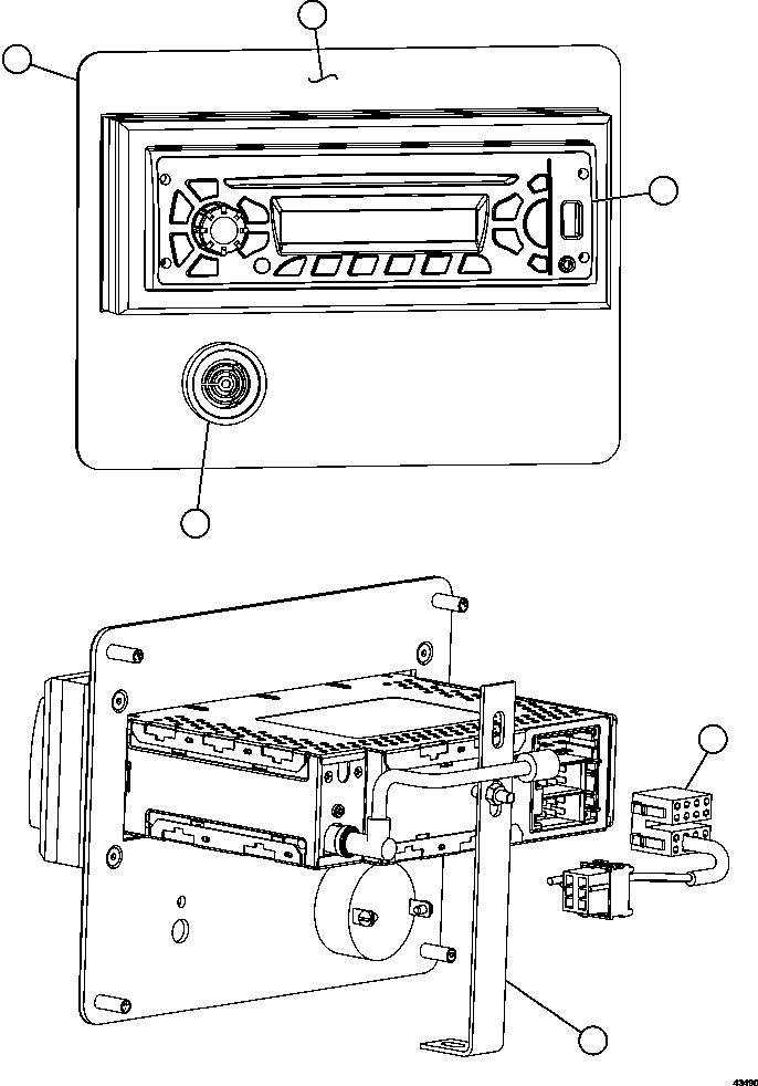 Komatsu parts book diagram for AFE57-GU 830E-1AC S/N A40884 - A40887 & A40895 - A40899  MANTOS BLANCOS: RADIO MODULE
