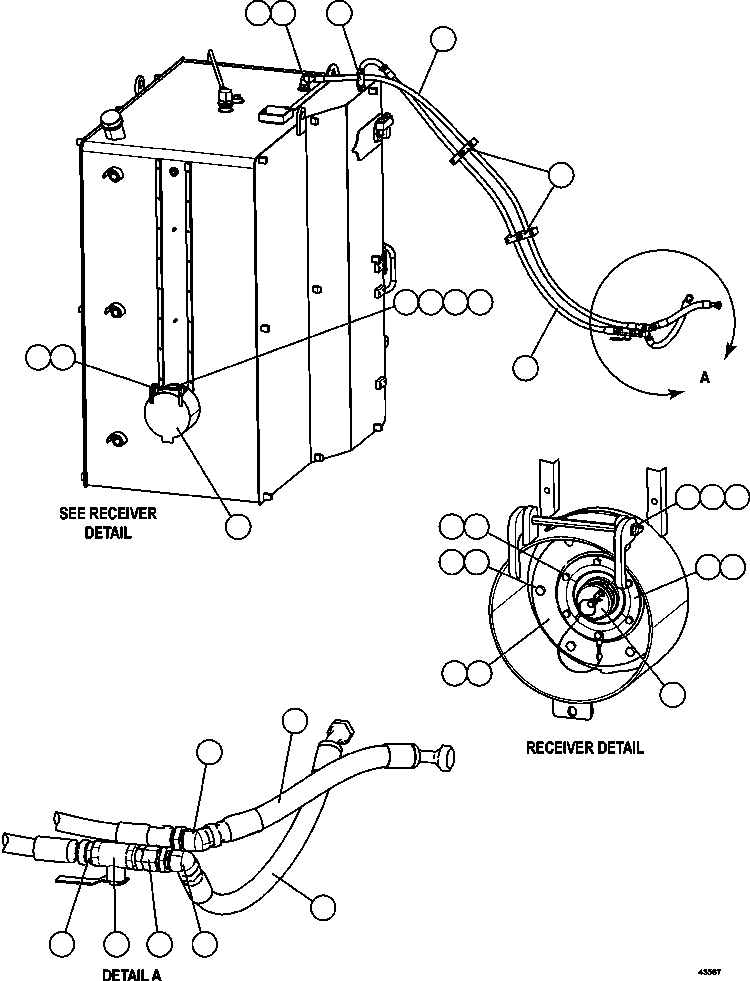 Komatsu parts book diagram for AFE57-GU 830E-1AC S/N A40884 - A40887 & A40895 - A40899  MANTOS BLANCOS: FUEL SYSTEM PIPING   1/3