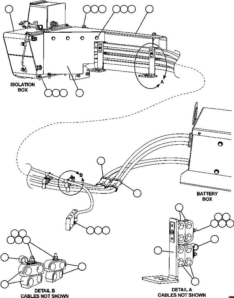 Komatsu parts book diagram for AFE57-GU 830E-1AC S/N A40884 - A40887 & A40895 - A40899  MANTOS BLANCOS: BATTERY BOX WIRING   1/2