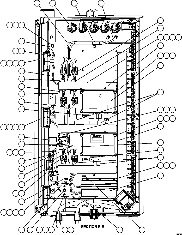 Komatsu parts book diagram for AFE57-GU 830E-1AC S/N A40884 - A40887 & A40895 - A40899  MANTOS BLANCOS: AUXILIARY CONTROL CABINET COMPONENTS - LH WALL