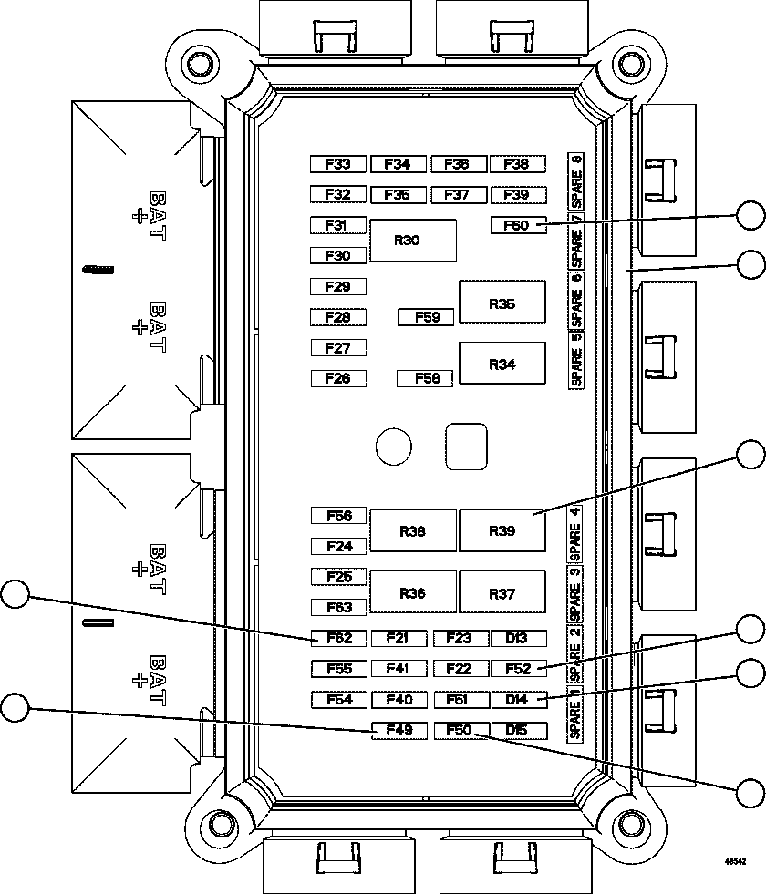 Komatsu parts book diagram for AFE57-GU 830E-1AC S/N A40884 - A40887 & A40895 - A40899  MANTOS BLANCOS: VEHICLE ELECTRICAL CENTER VEC-91   58E-06-10530