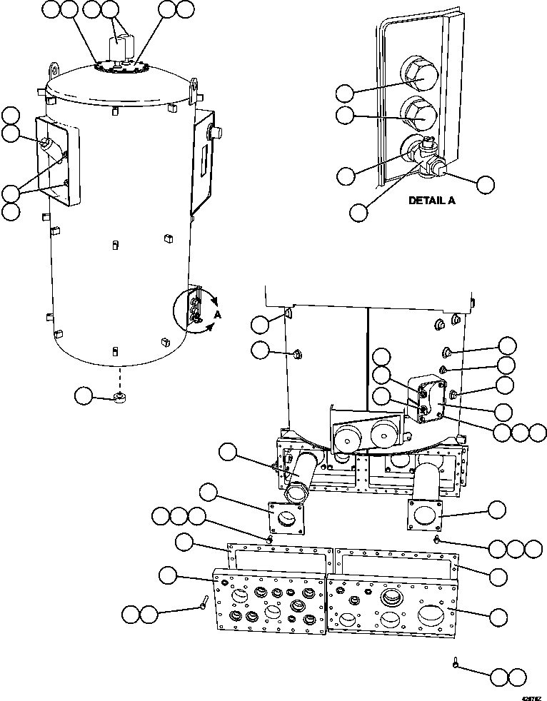 Komatsu parts book diagram for AFE57-GU 830E-1AC S/N A40884 - A40887 & A40895 - A40899  MANTOS BLANCOS: HYDRAULIC TANK ASSEMBLY