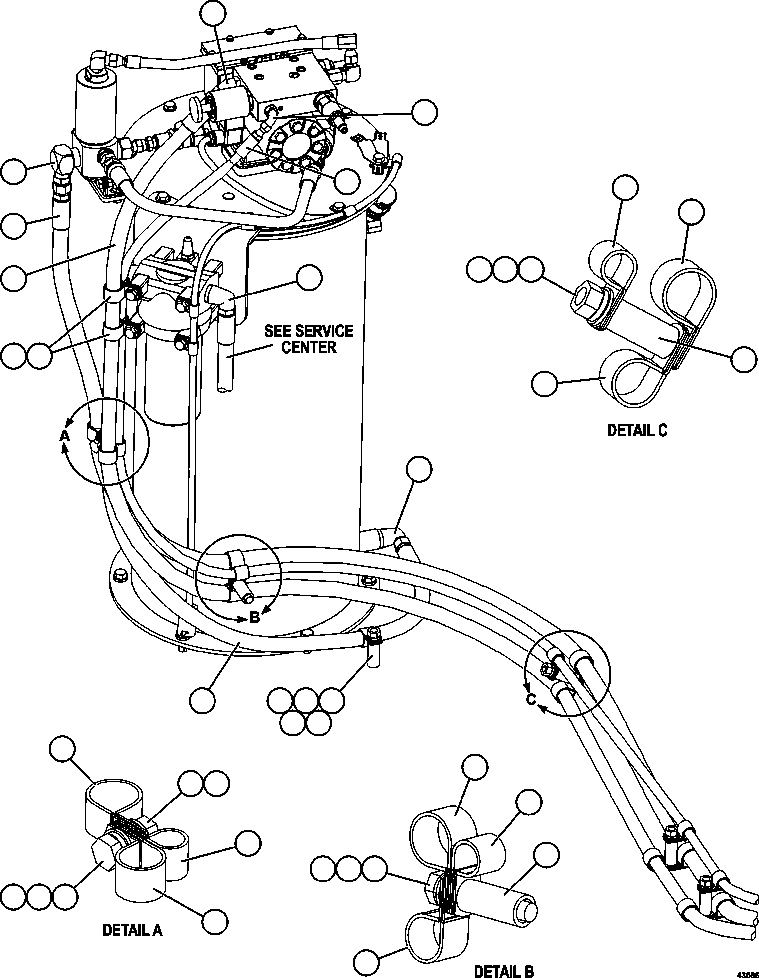 Komatsu parts book diagram for AFE57-GU 830E-1AC S/N A40884 - A40887 & A40895 - A40899  MANTOS BLANCOS: AUTOMATIC LUBRICATION - PUMP PIPING