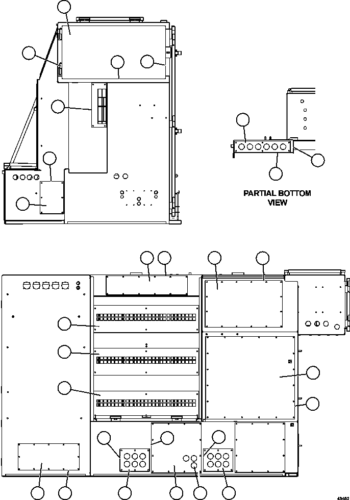 Komatsu parts book diagram for AFE57-GU 830E-1AC S/N A40884 - A40887 & A40895 - A40899  MANTOS BLANCOS: DOORS AND COVERS  2/2