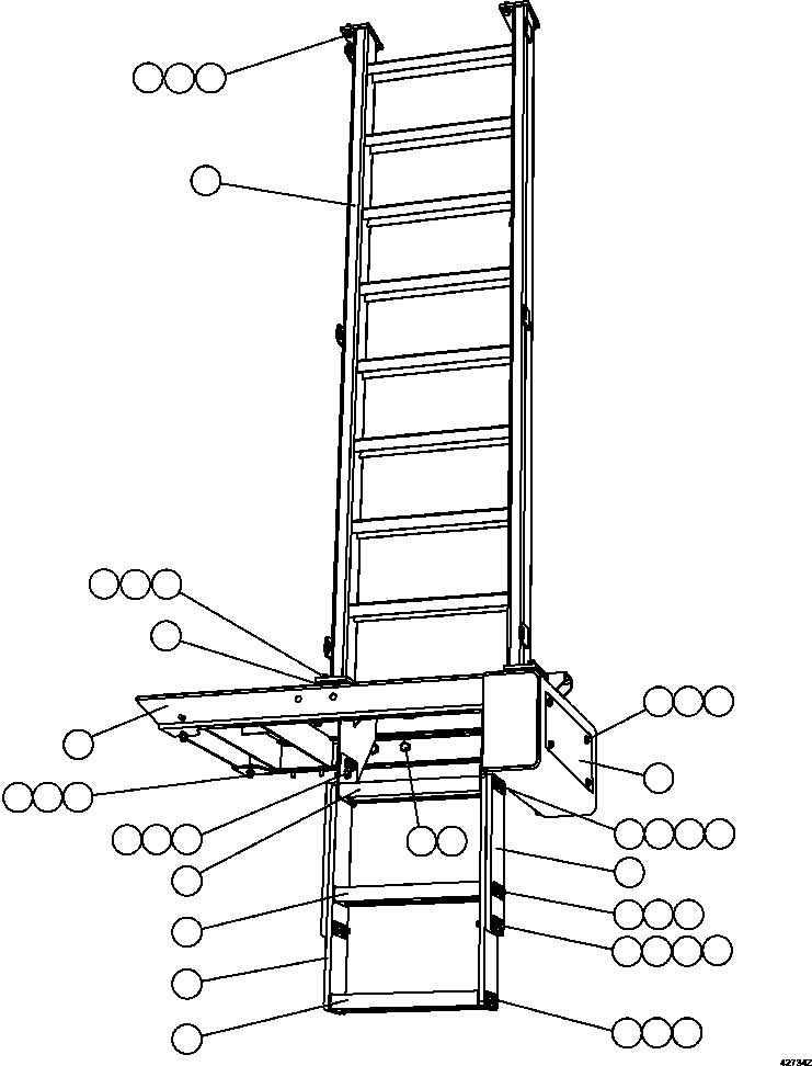 Komatsu parts book diagram for AFE57-GV 830E-1AC S/N A40890 & A40900  TECK CMO: RH LADDER & PLATFORM