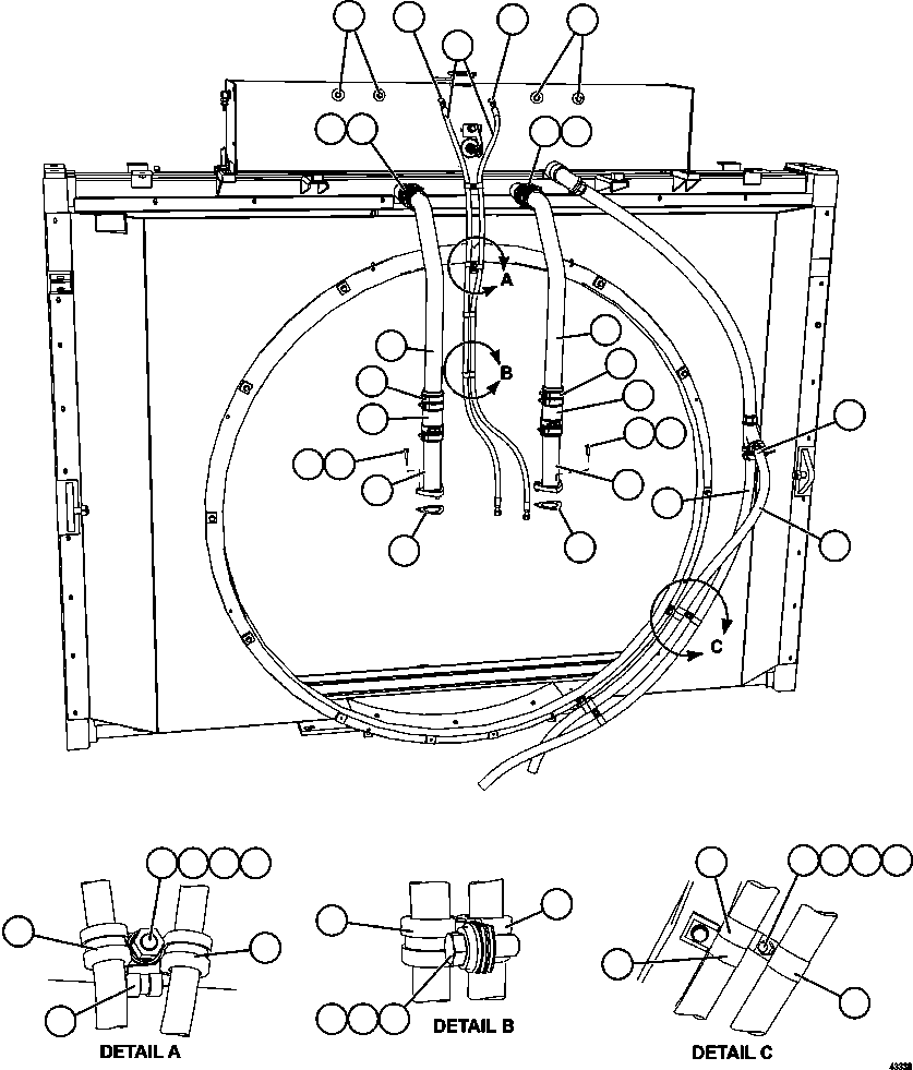Komatsu parts book diagram for AFE57-GV 830E-1AC S/N A40890 & A40900  TECK CMO: COOLING SYSTEM PIPING   1/3