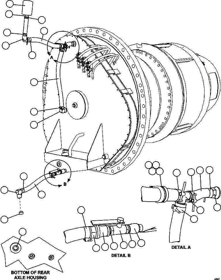 Komatsu parts book diagram for AFE57-GV 830E-1AC S/N A40890 & A40900  TECK CMO: WHEEL MOTOR PIPING