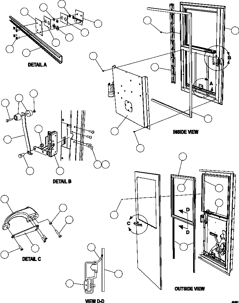 Komatsu parts book diagram for AFE57-GV 830E-1AC S/N A40890 & A40900  TECK CMO: DOOR - LH                   58E-54-10080