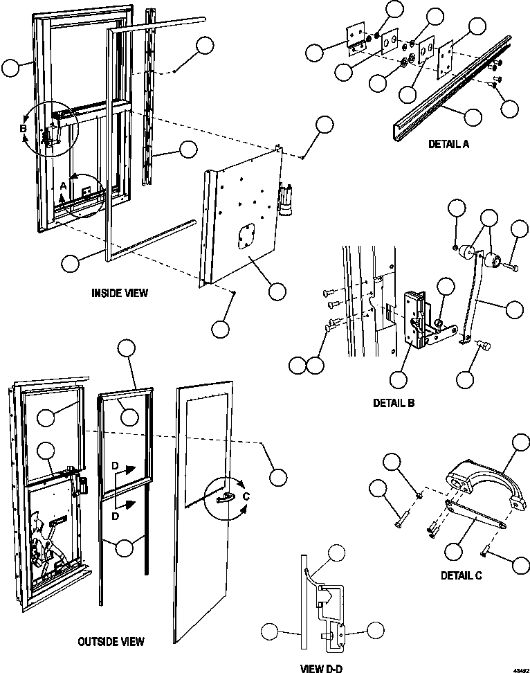 Komatsu parts book diagram for AFE57-GV 830E-1AC S/N A40890 & A40900  TECK CMO: DOOR - RH                   58E-54-10090