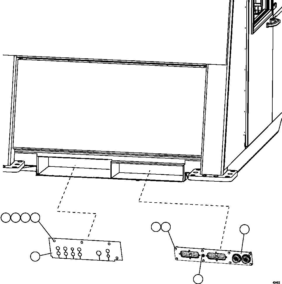Komatsu parts book diagram for AFE57-GV 830E-1AC S/N A40890 & A40900  TECK CMO: CAB CONNECTOR PLATE AND HOSE FLAP