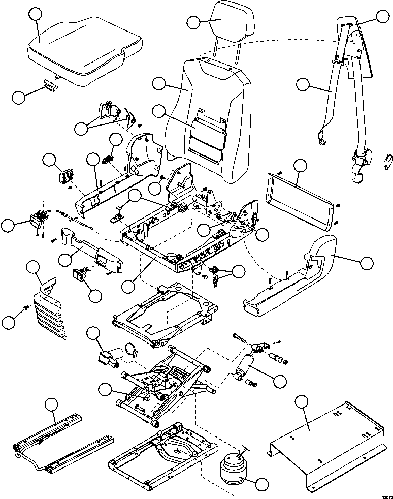 Komatsu parts book diagram for AFE57-GV 830E-1AC S/N A40890 & A40900  TECK CMO: PASSENGER SEAT    PC3493