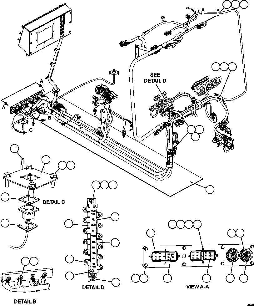 Komatsu parts book diagram for AFE57-GV 830E-1AC S/N A40890 & A40900  TECK CMO: CAB WIRING