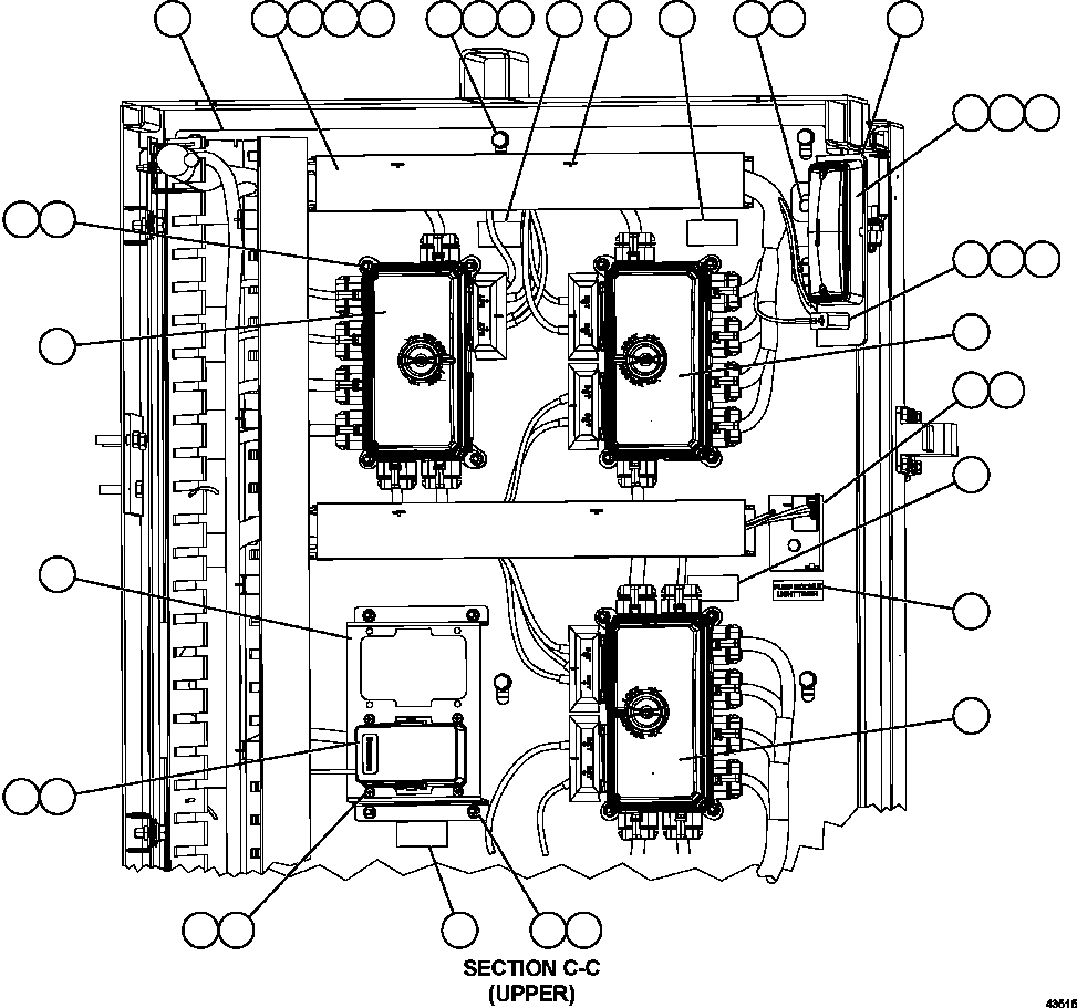 Komatsu parts book diagram for AFE57-GV 830E-1AC S/N A40890 & A40900  TECK CMO: AUXILIARY CONTROL CABINET COMPONENTS - RH WALL 1/2