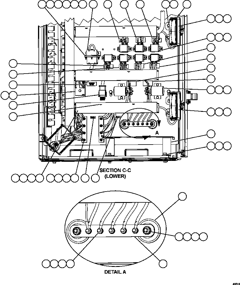 Komatsu parts book diagram for AFE57-GV 830E-1AC S/N A40890 & A40900  TECK CMO: AUXILIARY CONTROL CABINET COMPONENTS - RH WALL 2/2