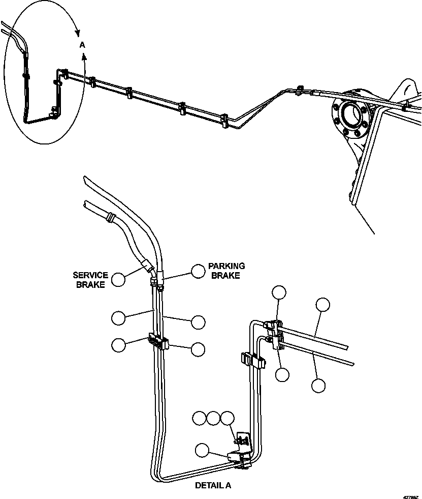 Komatsu parts book diagram for AFE57-GV 830E-1AC S/N A40890 & A40900  TECK CMO: REAR BRAKE PIPING   1/3