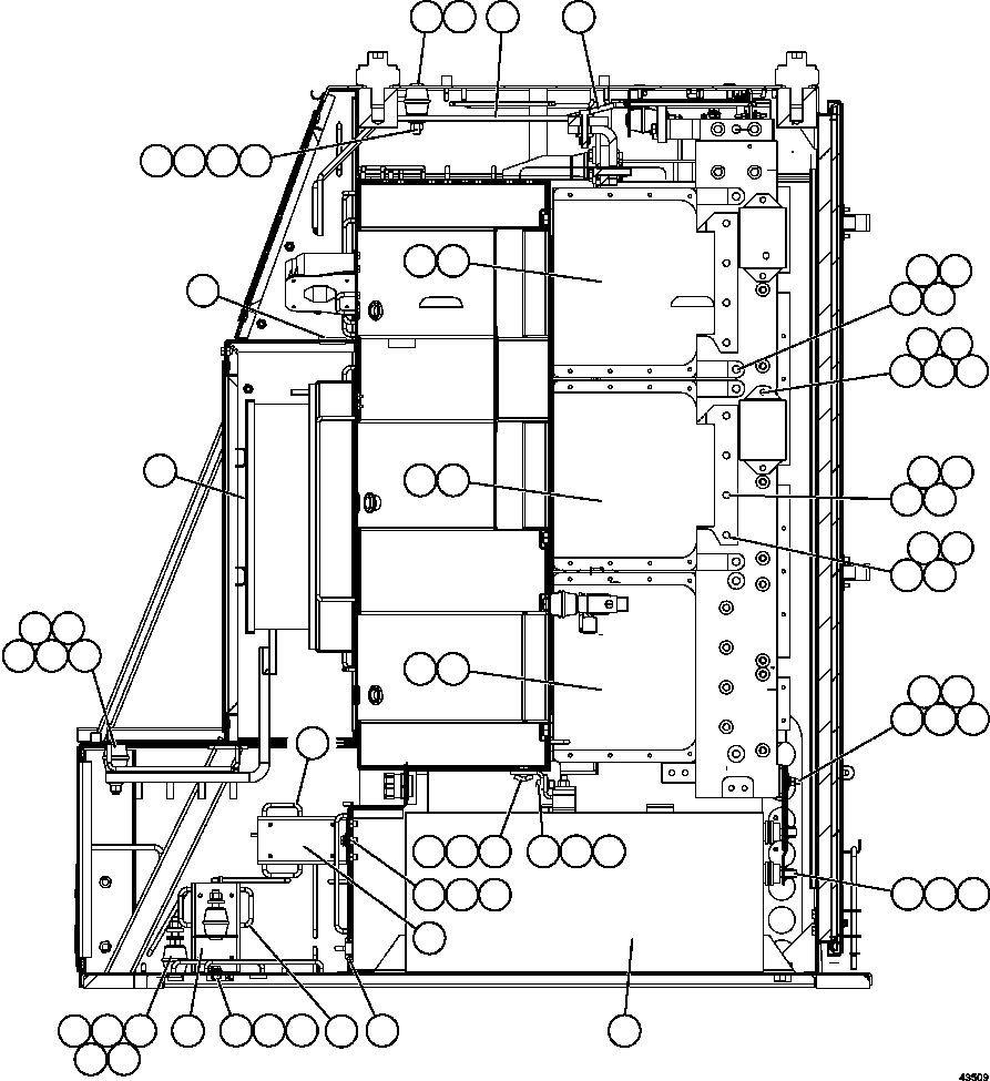 Komatsu parts book diagram for AFE57-GV 830E-1AC S/N A40890 & A40900  TECK CMO: CTRL CABINET - RIGHT COMPARTMENT 1/2  58E-43-00021