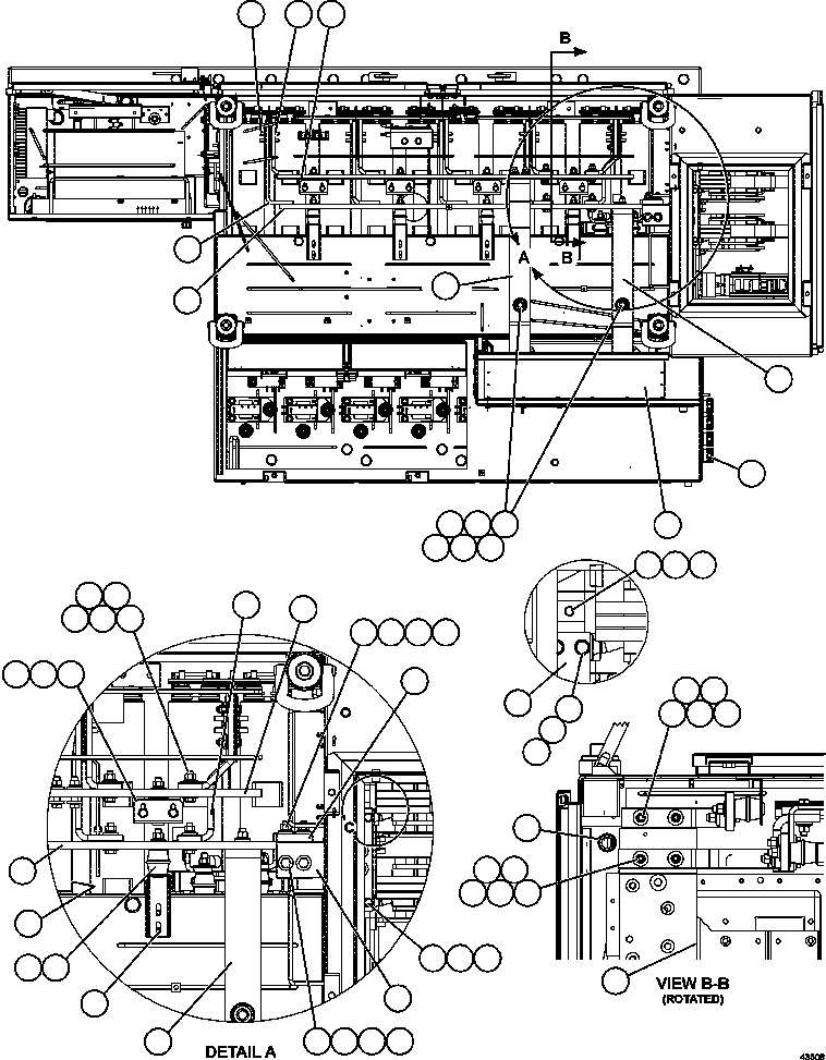 Komatsu parts book diagram for AFE57-GV 830E-1AC S/N A40890 & A40900  TECK CMO: CONTROL CABINET - TOP VIEW      58E-43-00021