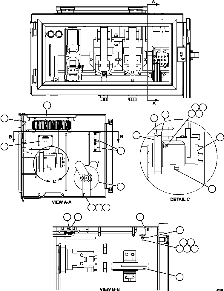 Komatsu parts book diagram for AFE57-GV 830E-1AC S/N A40890 & A40900  TECK CMO: CONTROL CABINET - CONTACTOR BOX 1/2   58E-43-00021