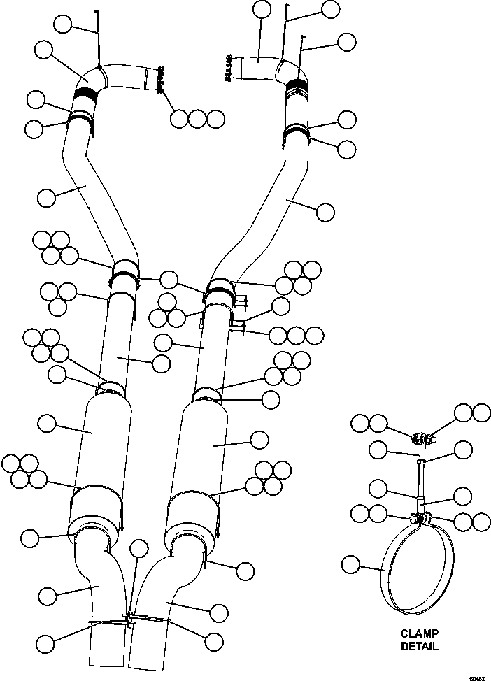 Dump Trucks Komatsu / AFE57-GY 830E-1AC S/N A40912  UNITED TACONITE(AFE57-GY) / EXHAUST PIPING - BETWEEN RAILS(094 : 42765)